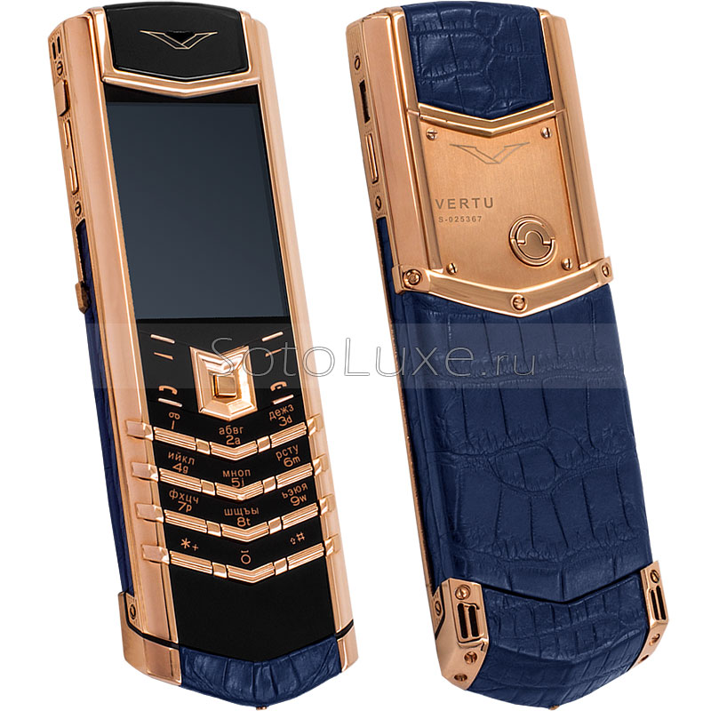 Vertu Signature S Design Gold Blue Crocodile фото Vertu Signature S Design Gold Blue Crocodile фото